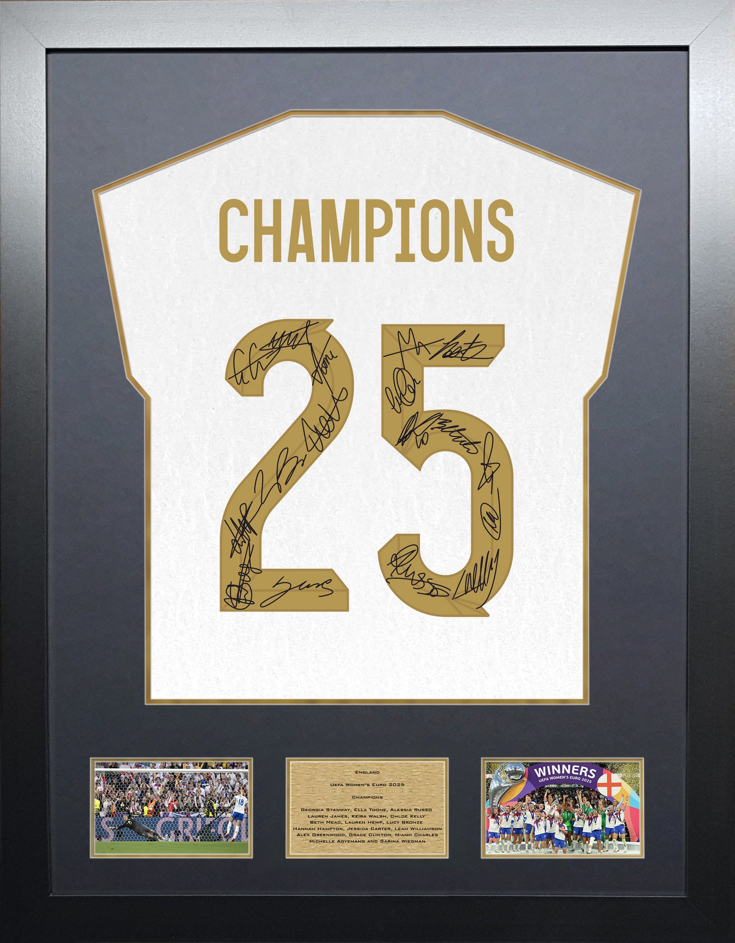 England Womens Euro 25 Team signed Shirt Display Deluxe Edition