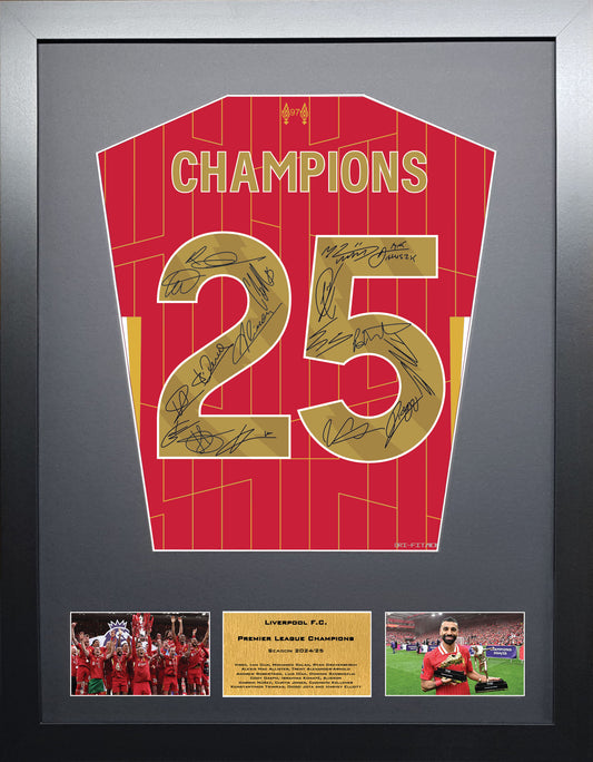 Liverpool 2025 Premier League Champions Team signed display