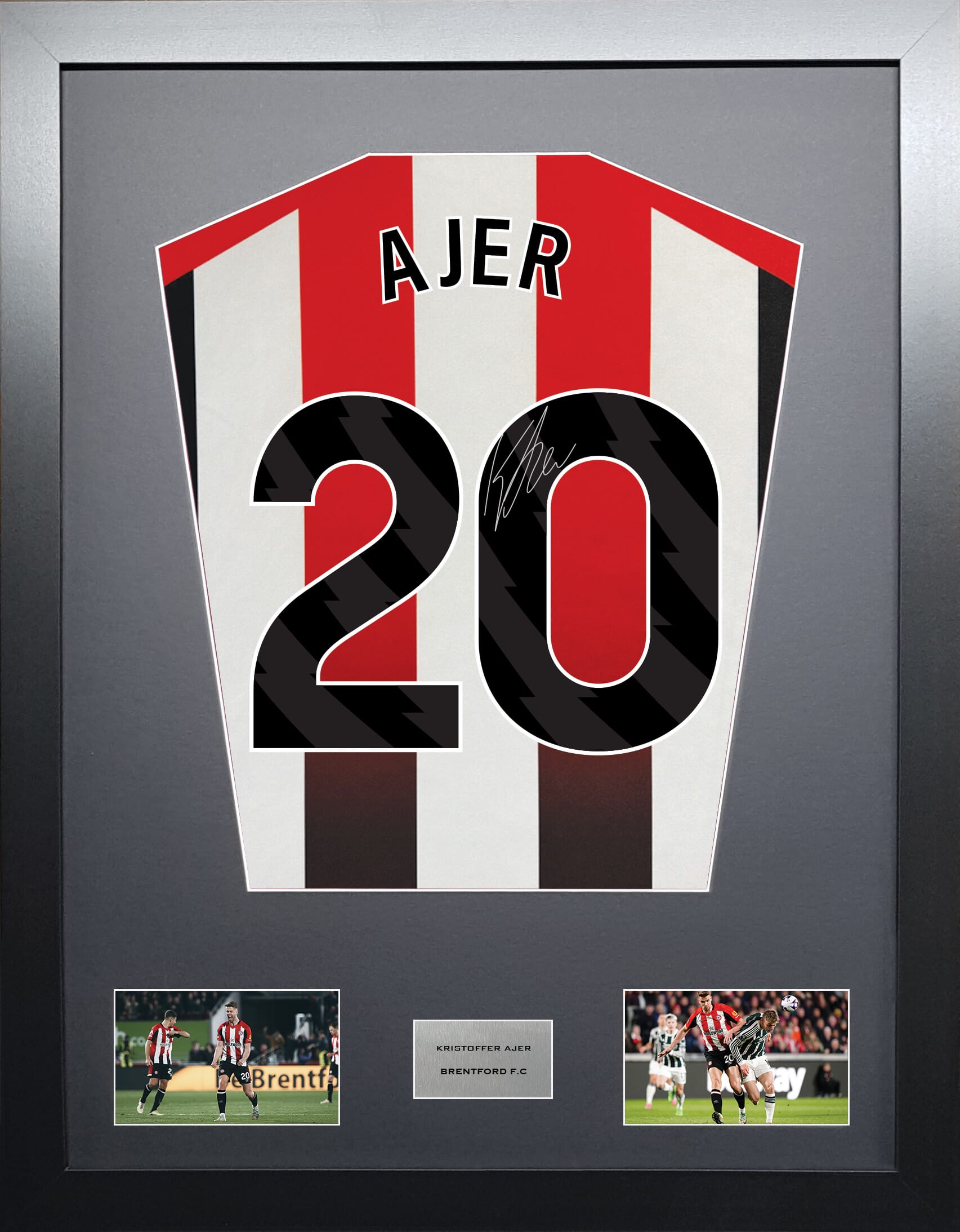 Kristoffer Ajer Brentford signed shirt display 2024 season