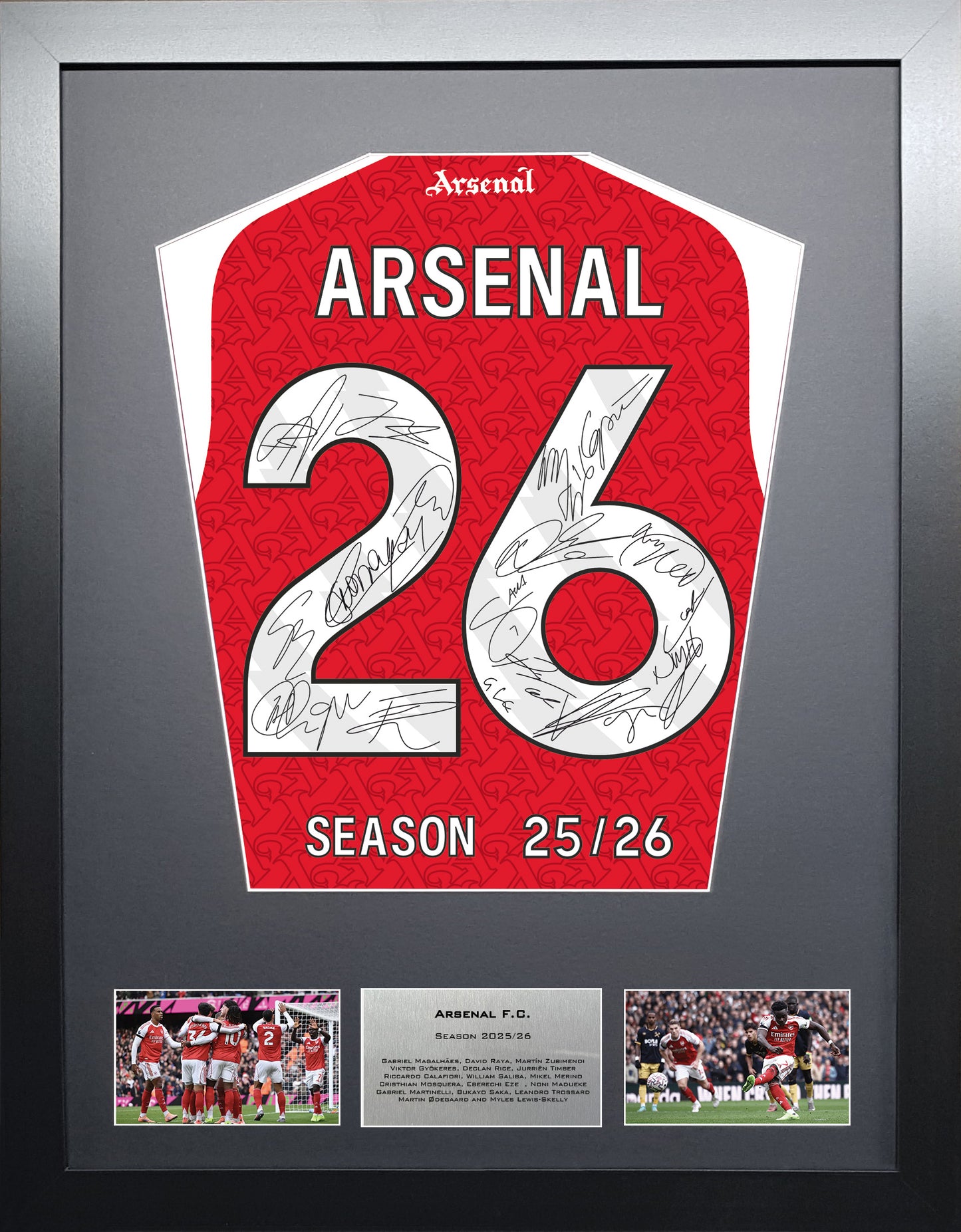 Arsenal 2026 Season Team signed Shirt Frame