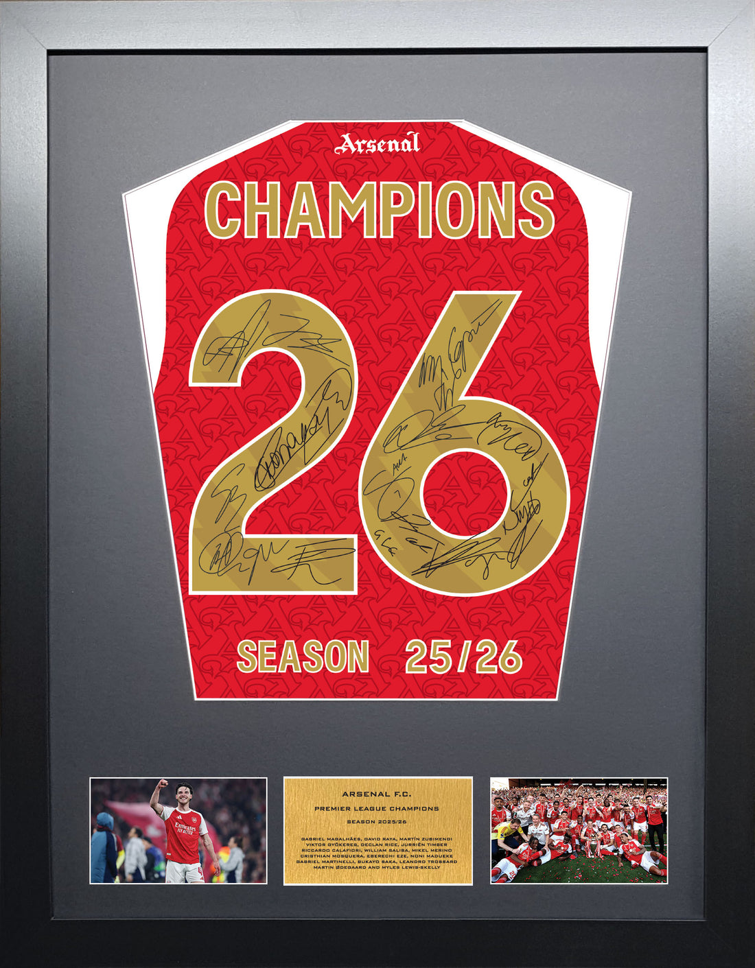 Arsenal 2026 Champions Team signed Shirt Frame – The Frame Lab