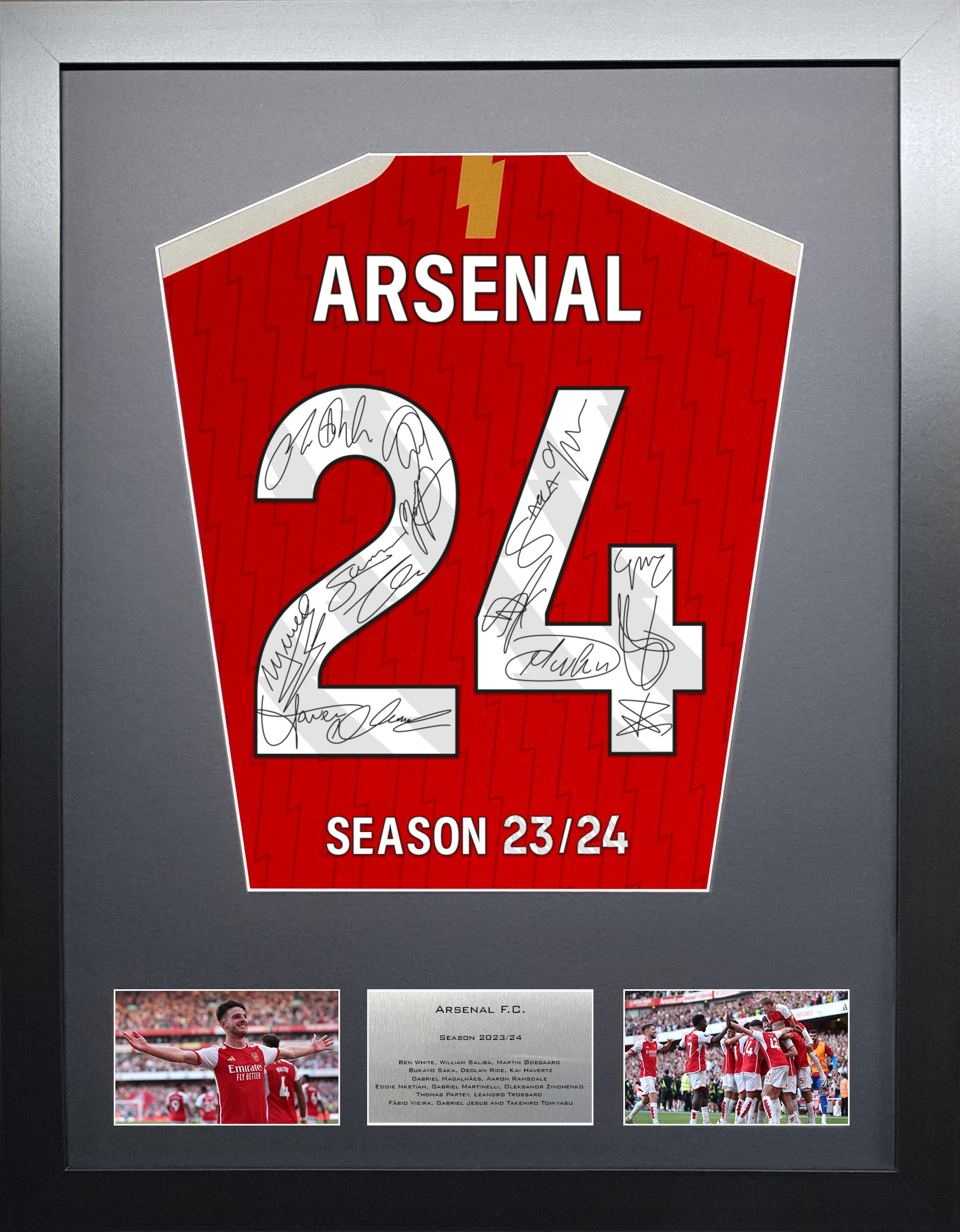 Arsenal 2024 Season Team signed Shirt Frame – The Frame Lab