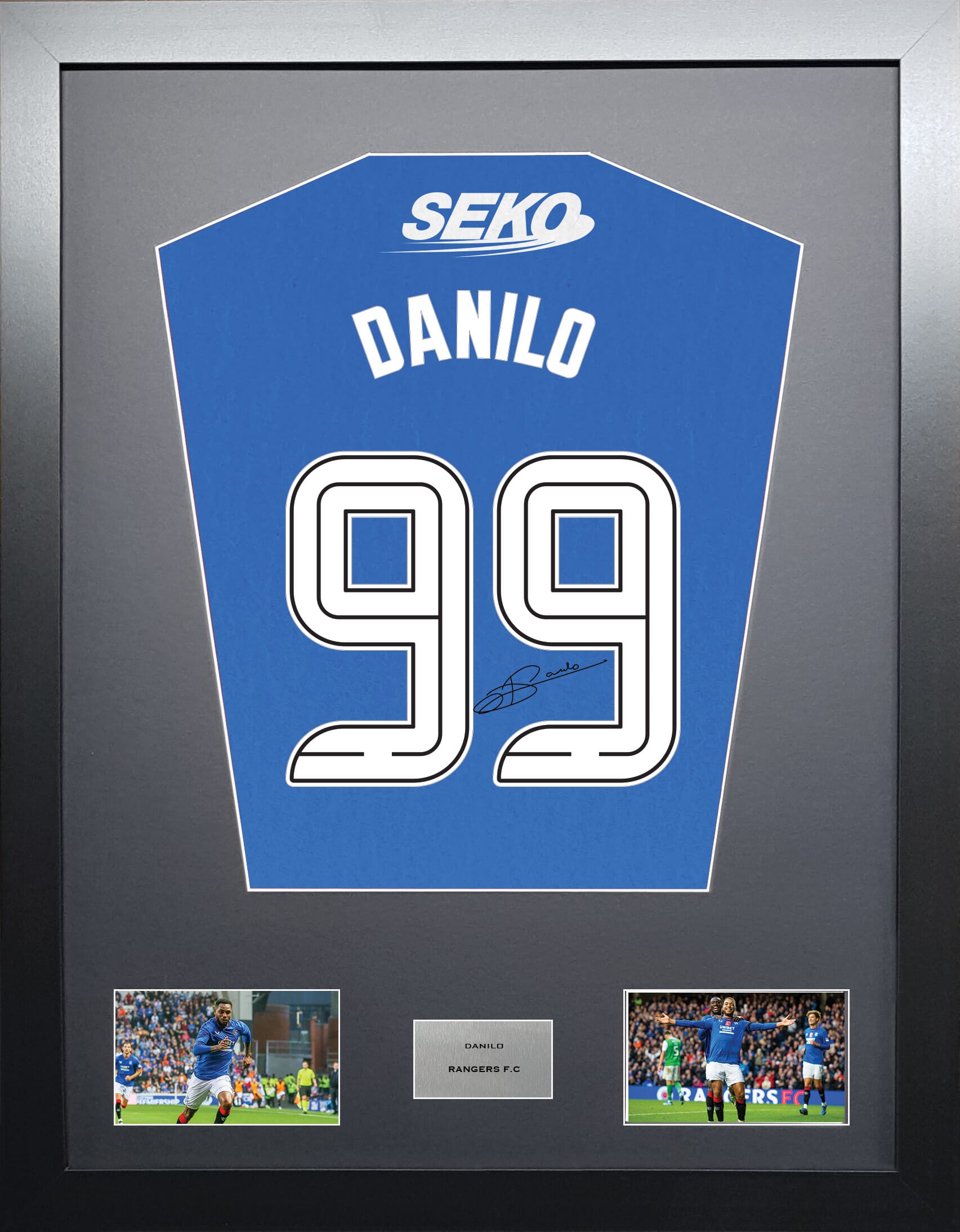 Danilo Rangers Poster Danilo Rangers signed shirt display 2024 season – The Frame Lab