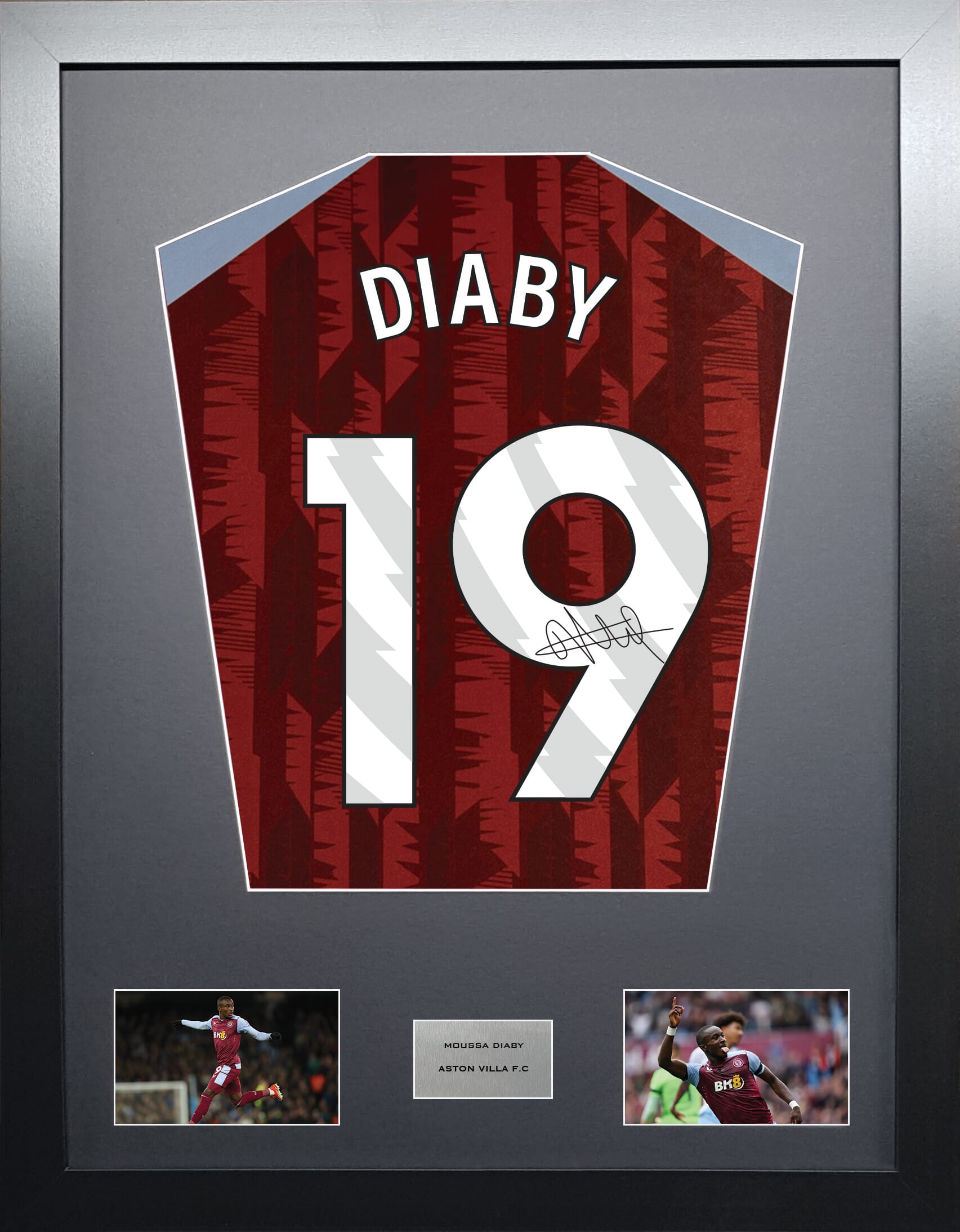 Moussa Diaby Aston Villa signed shirt display 2024 season