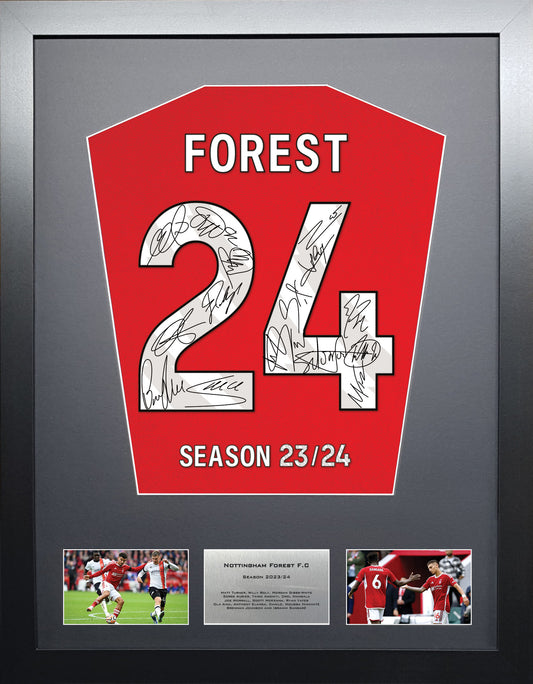 Nottingham Forest 2024 Season Team Signed Shirt Frame