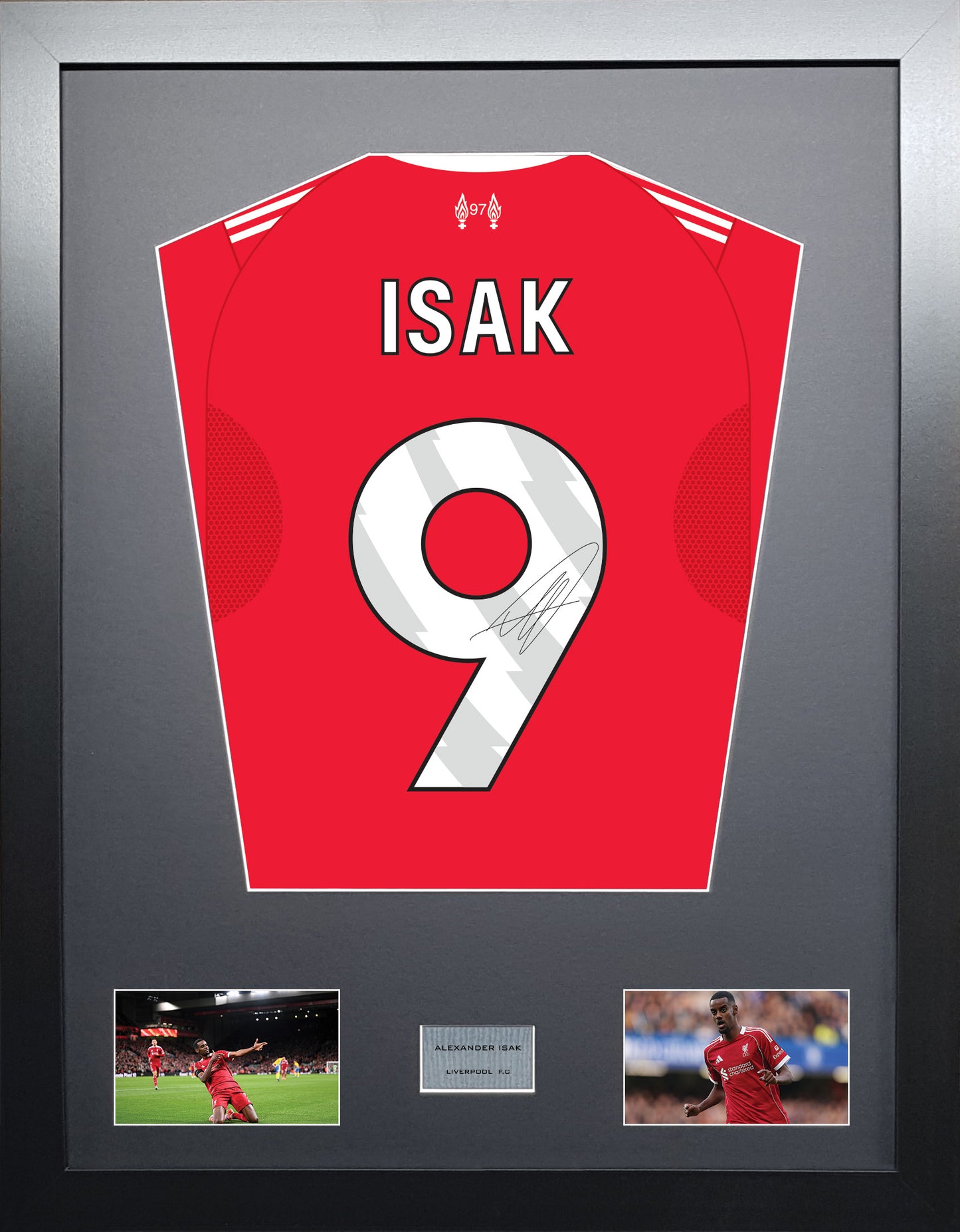 Alexander Isak Liverpool 25/26 season signed shirt display