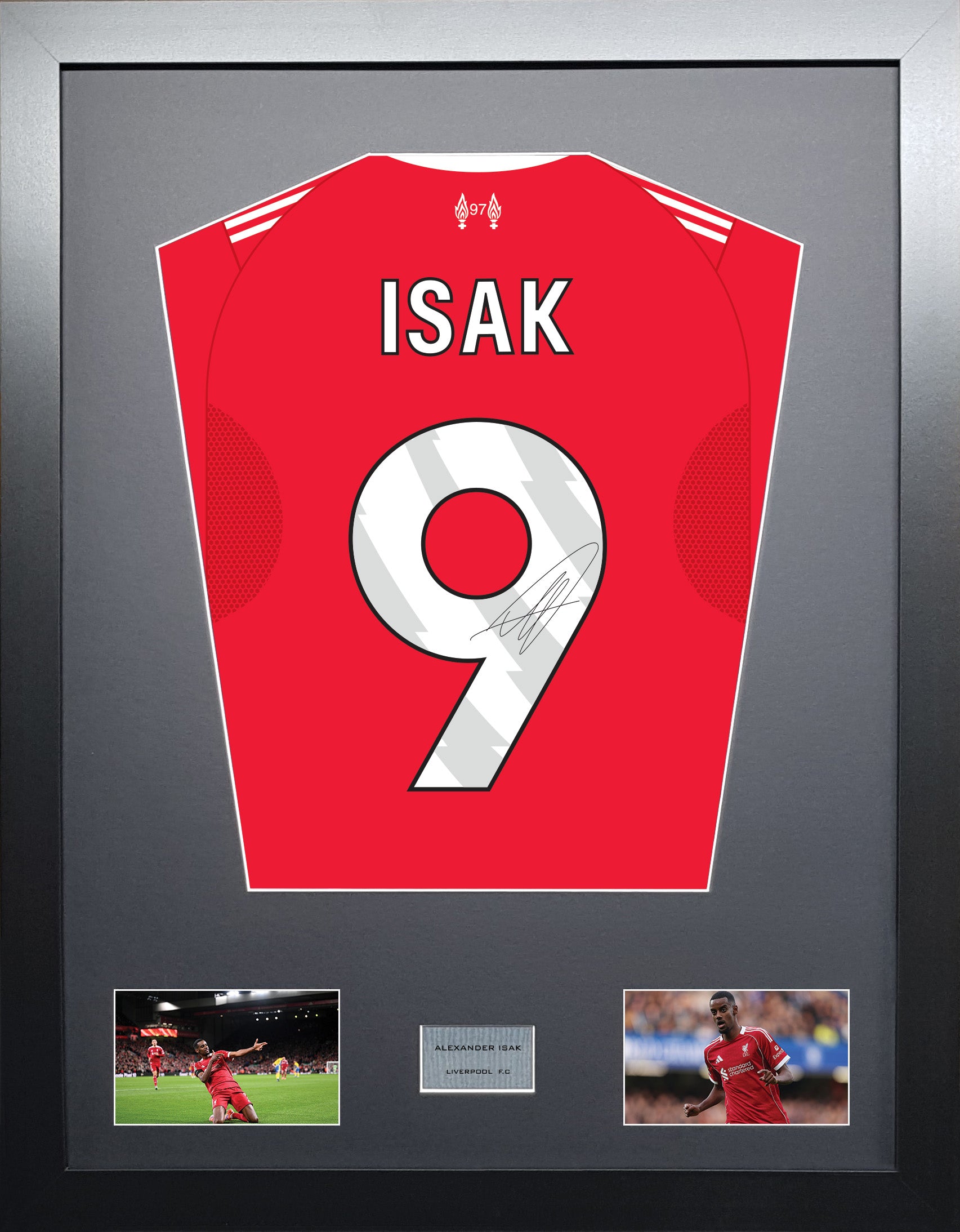 Alexander Isak Liverpool 25/26 season signed shirt display