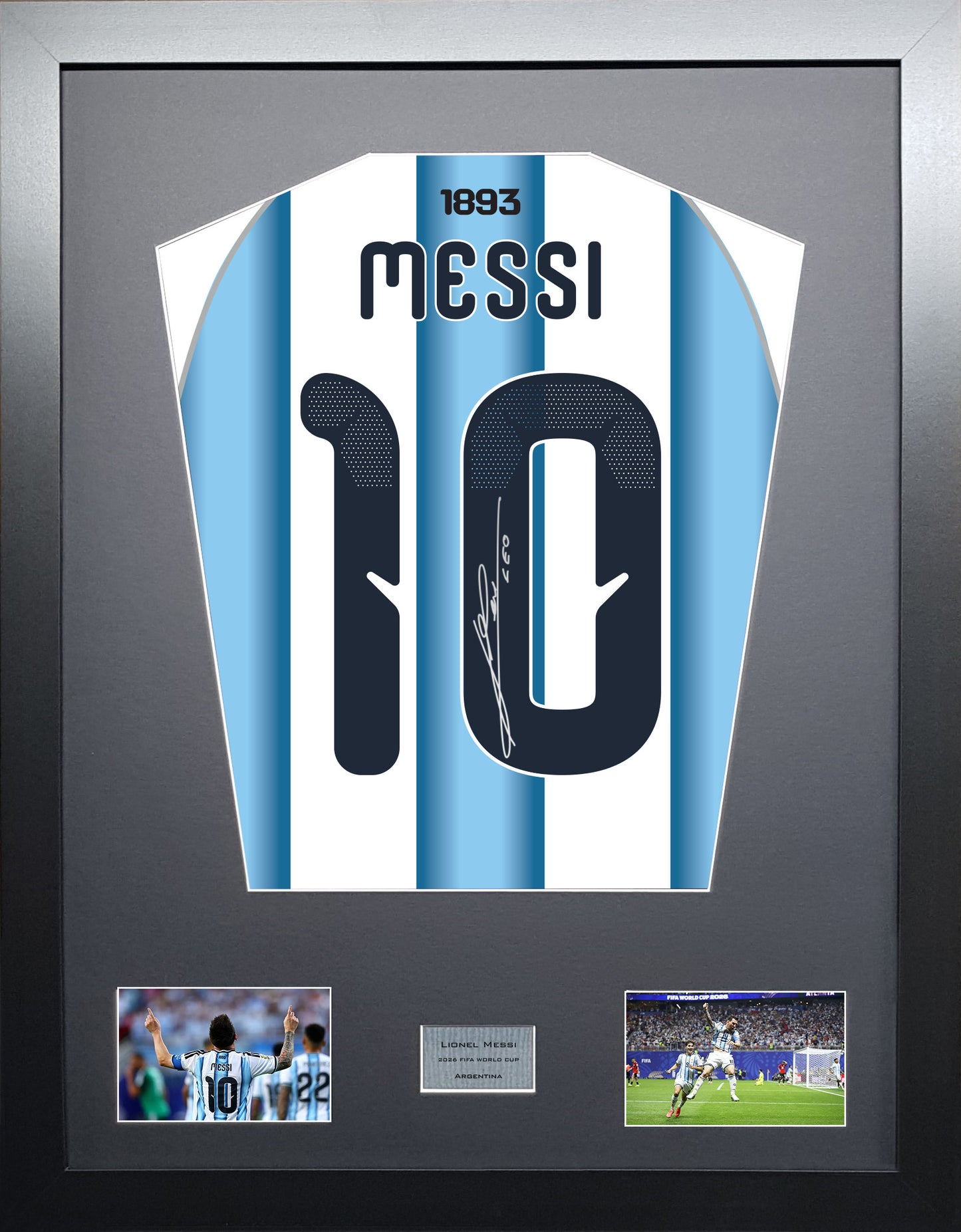 Lionel Messi Argentina World Cup 26 signed shirt frame
