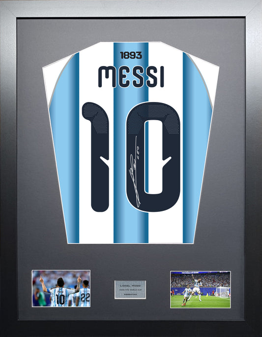 Lionel Messi Argentina World Cup 26 signed shirt frame