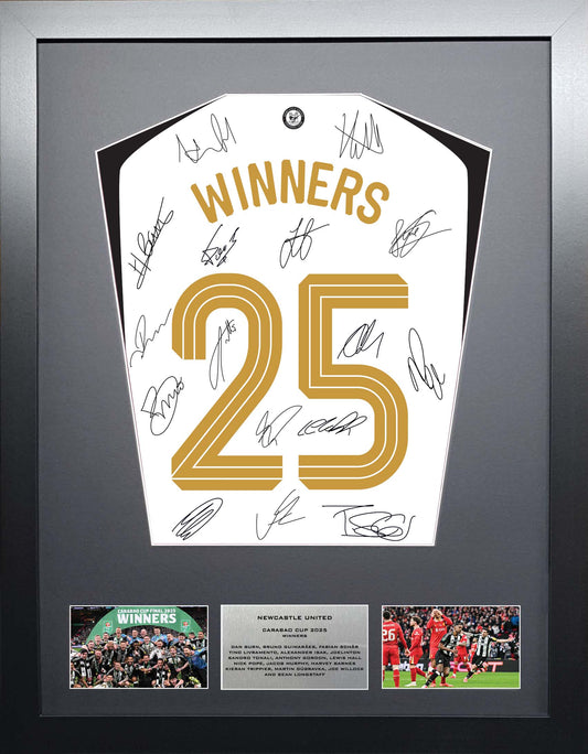 Newcastle 2025 Carabao Cup Winners Team signed Shirt Frame