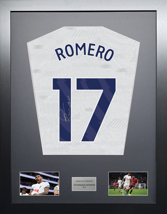 Cristian Romero Tottenham Hotspur signed shirt display 2024 season