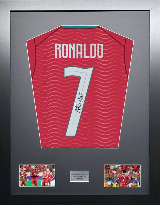 Cristiano Ronaldo Portugal World Cup 26 signed shirt frame