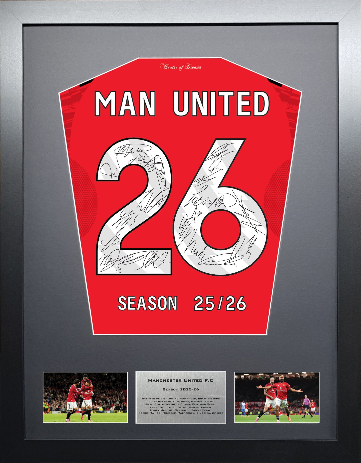 Manchester United 2026 Season Team signed Shirt Frame