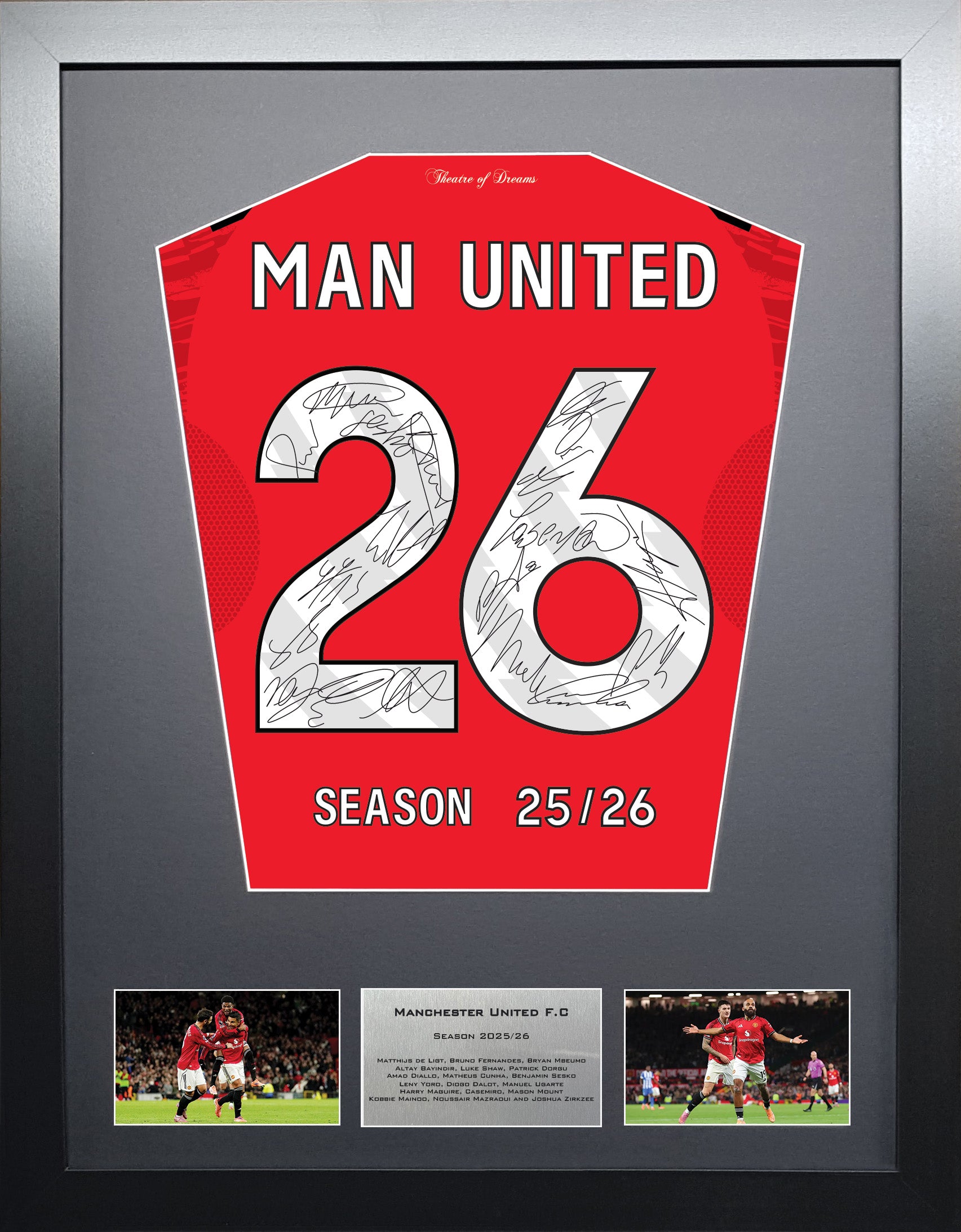 Manchester United 2026 Season Team signed Shirt Frame