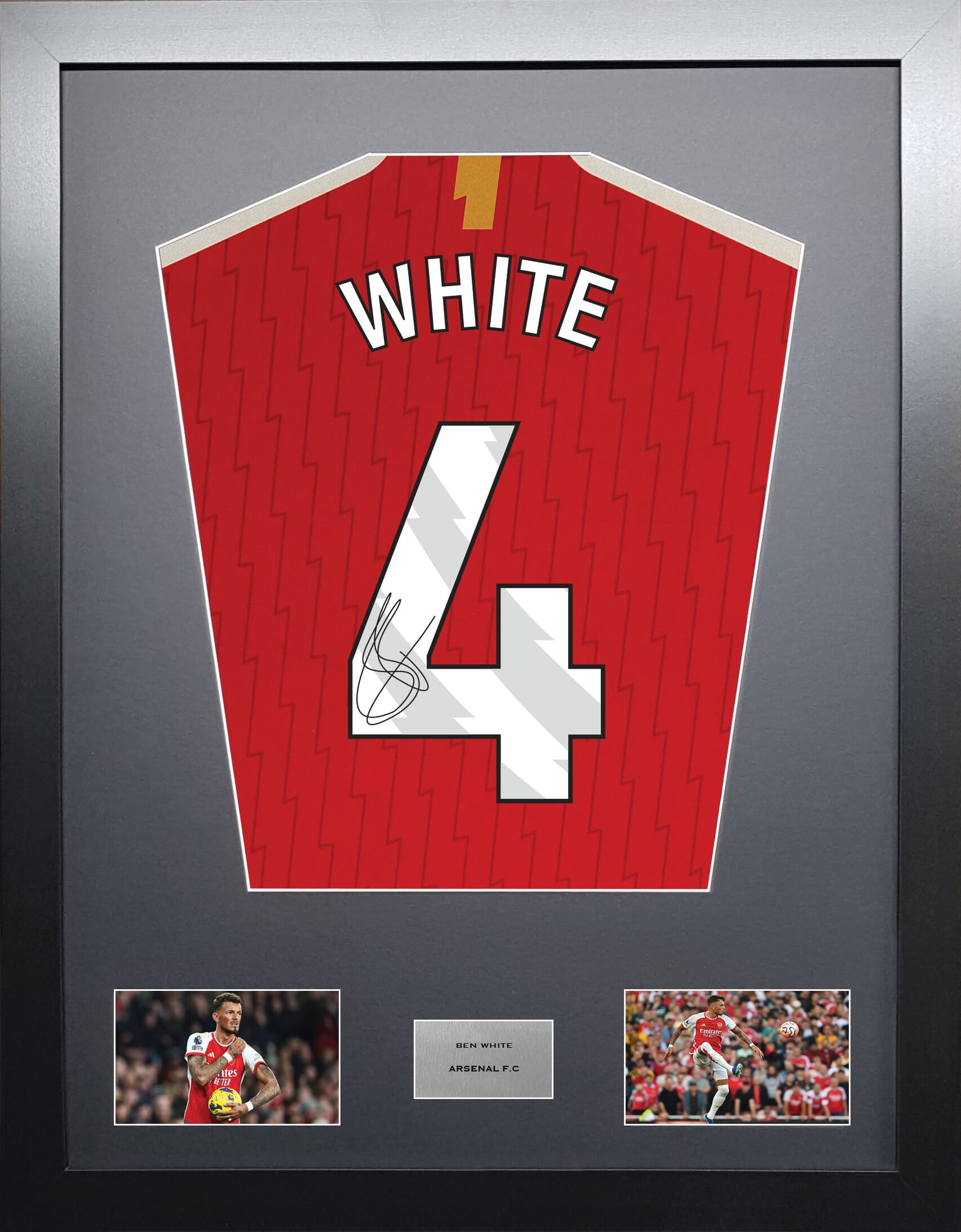 Ben White Arsenal signed shirt display 2024 season