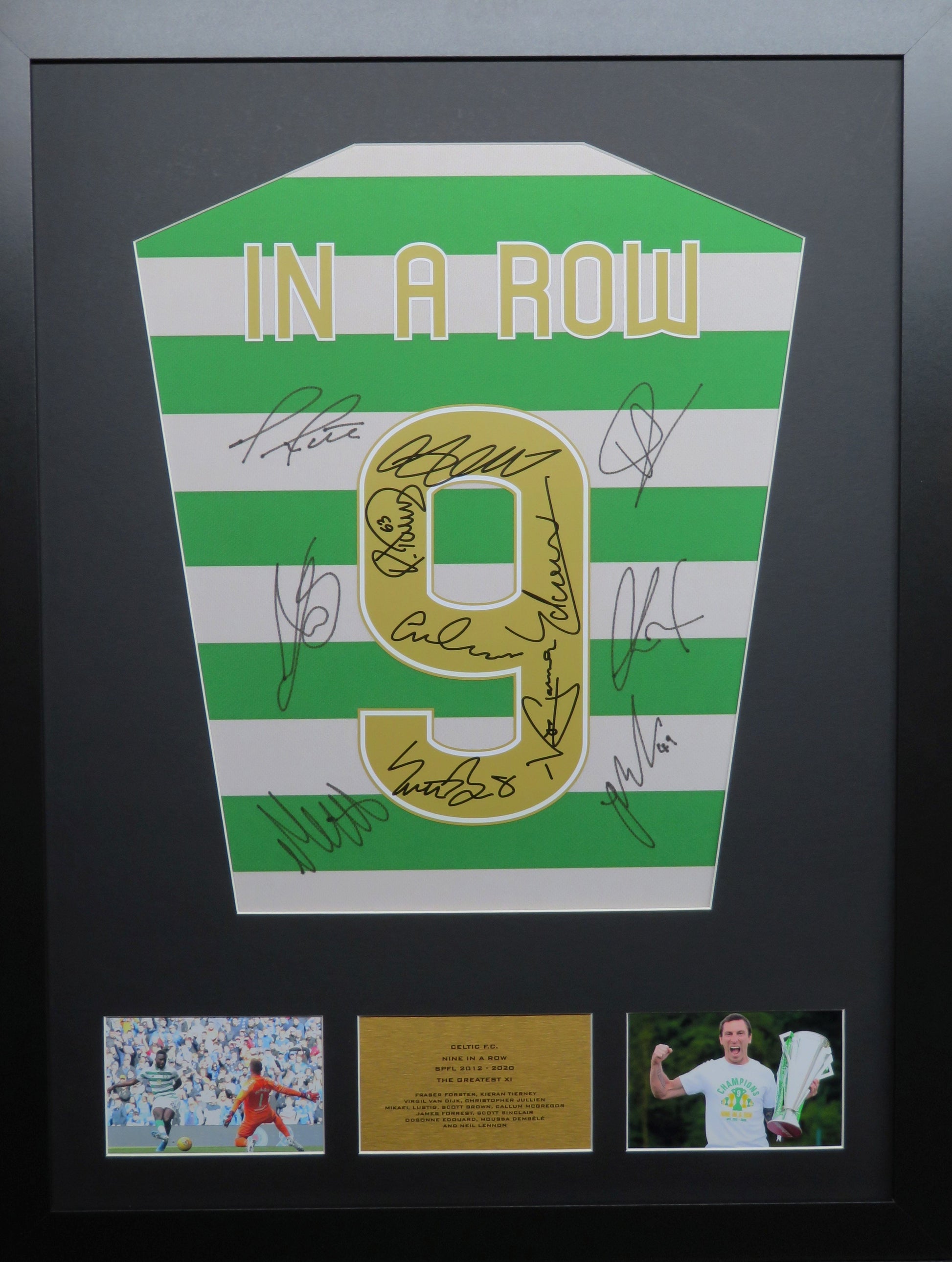 Celtic 9 In A Row Team signed shirt Frame