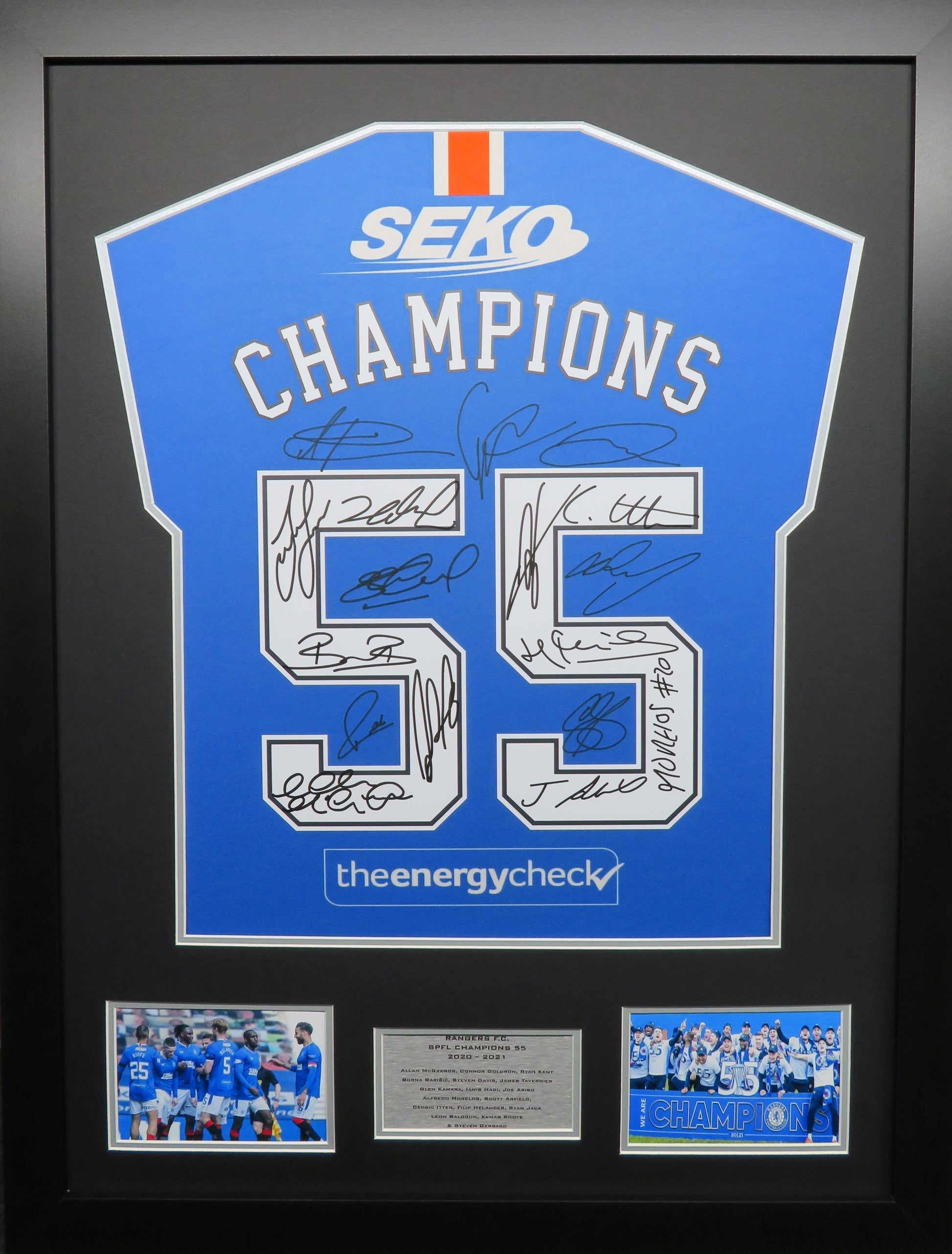 Rangers Team signed Shirt Deluxe Frame