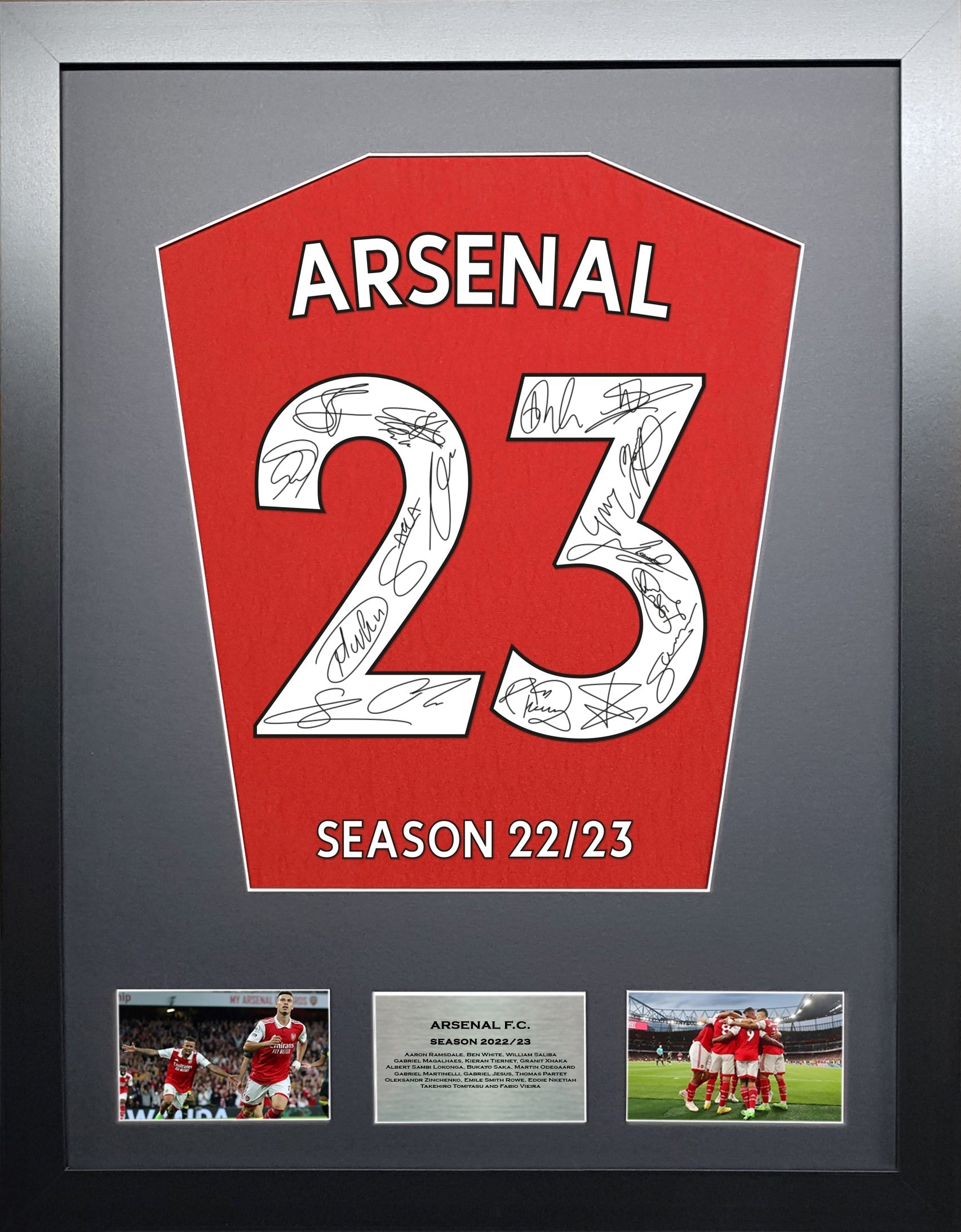 Arsenal 2023 Season Team signed Shirt Frame – The Frame Lab