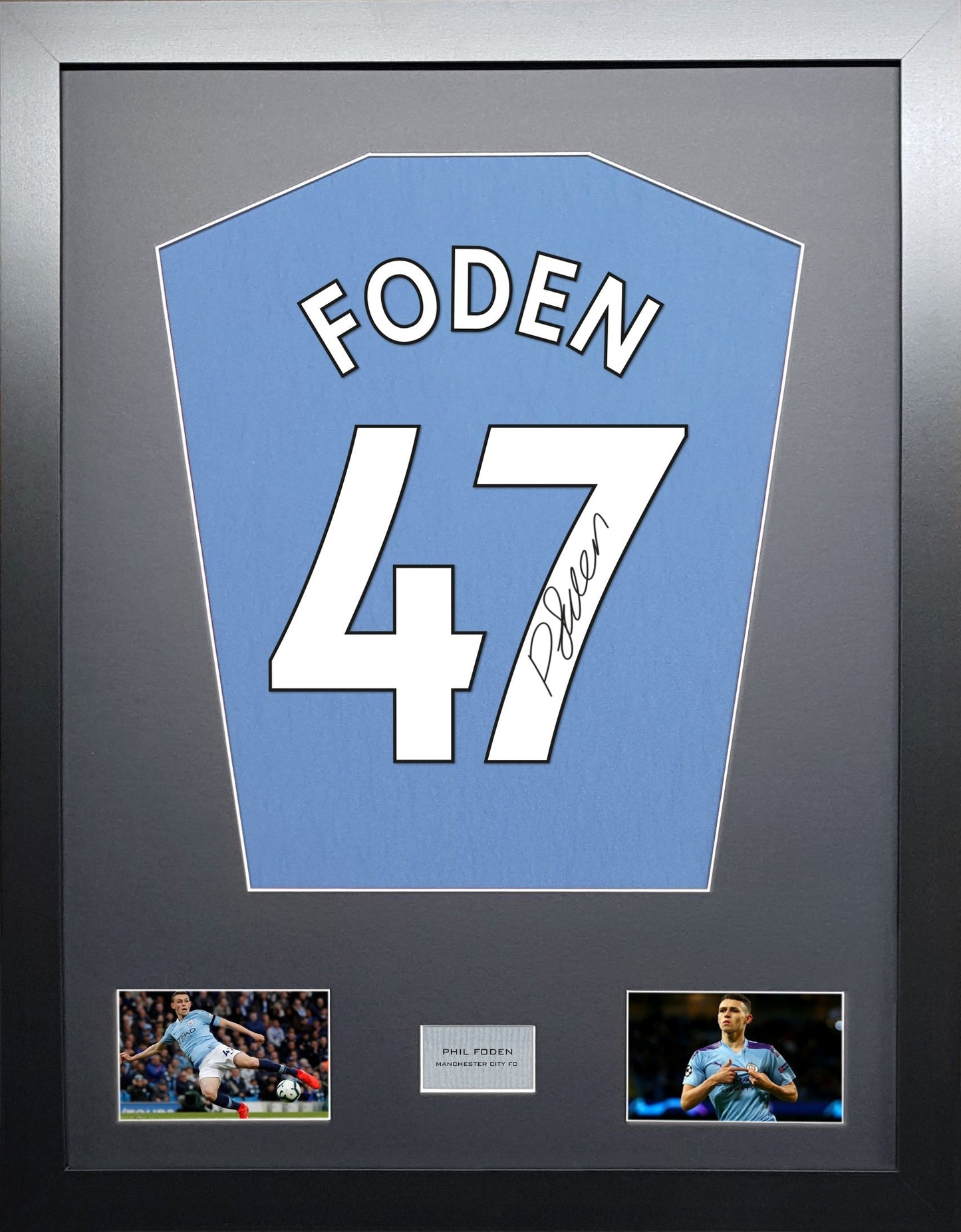 Phil Foden Manchester City signed shirt Frame