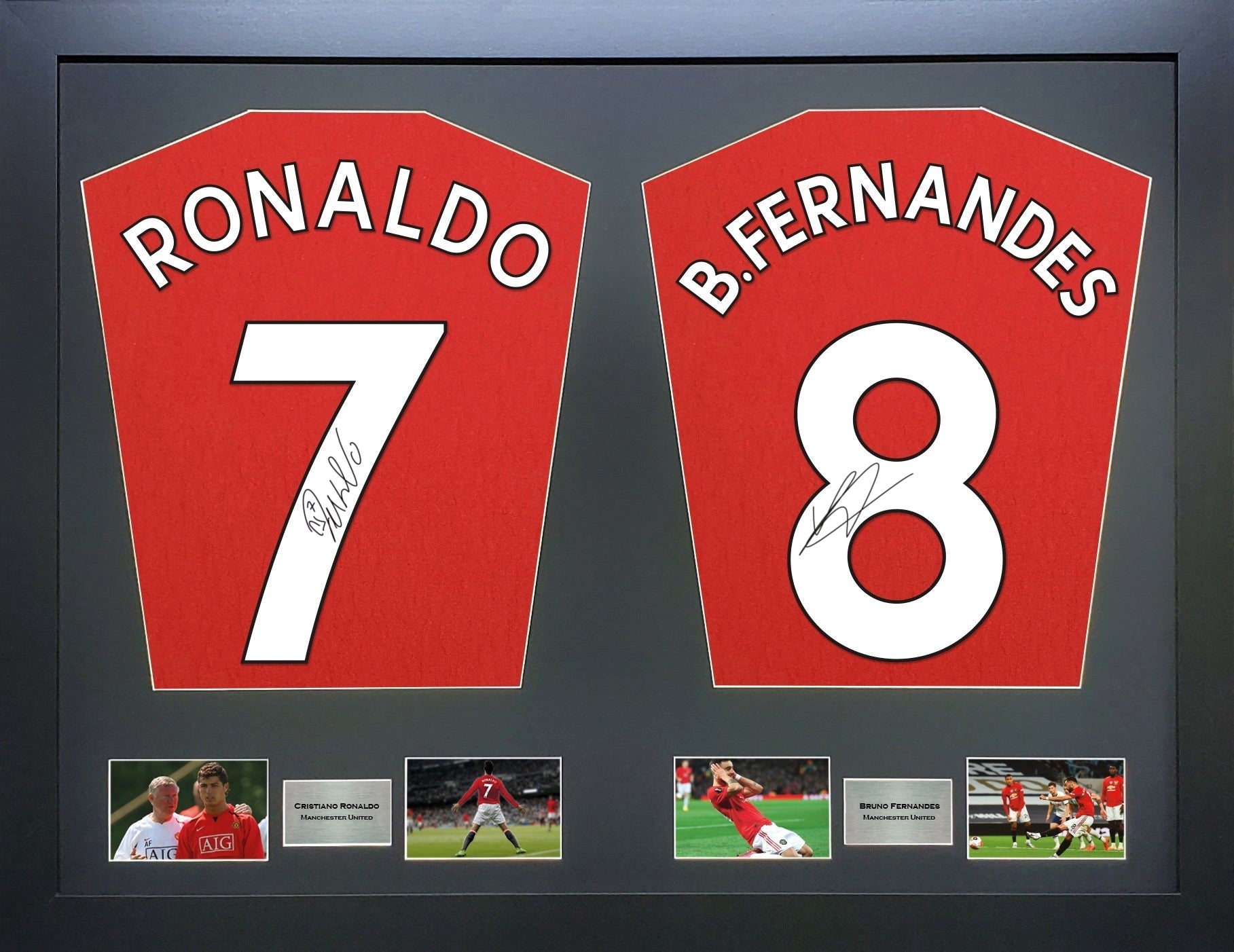Ronaldo and Fernandes Manchester United signed Shirt Frame