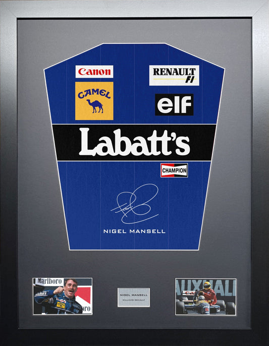 Nigel Mansell Williams Formula 1 signed Shirt Frame