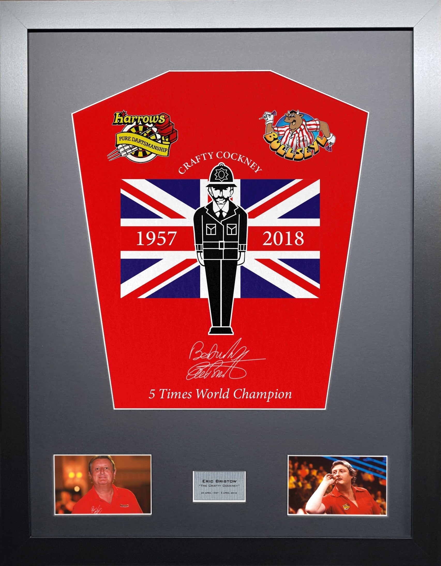 Eric Bristow signed Darts Shirt Frame