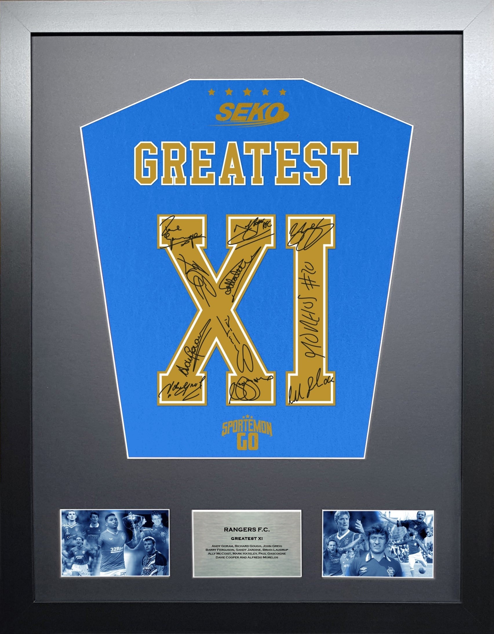 Rangers Greatest 11 Team signed shirt Frame