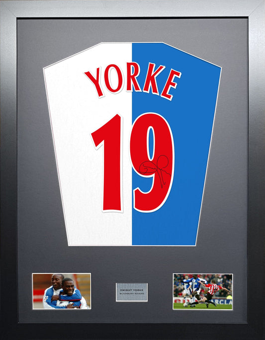 Dwight Yorke Blackburn Signed Shirt Display 