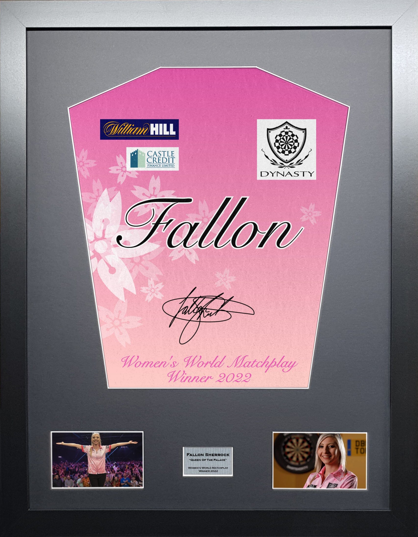 Fallon Sherrock Signed Darts Shirt Display 