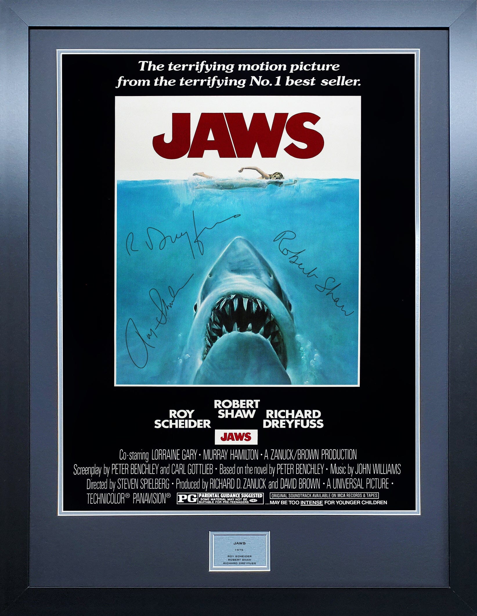 Jaws Signed Movie Poster The Frame Lab jaws-signed-movie-poster-the-frame-lab