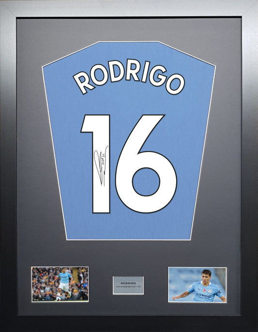 Rodri Manchester City Signed Shirt Display 
