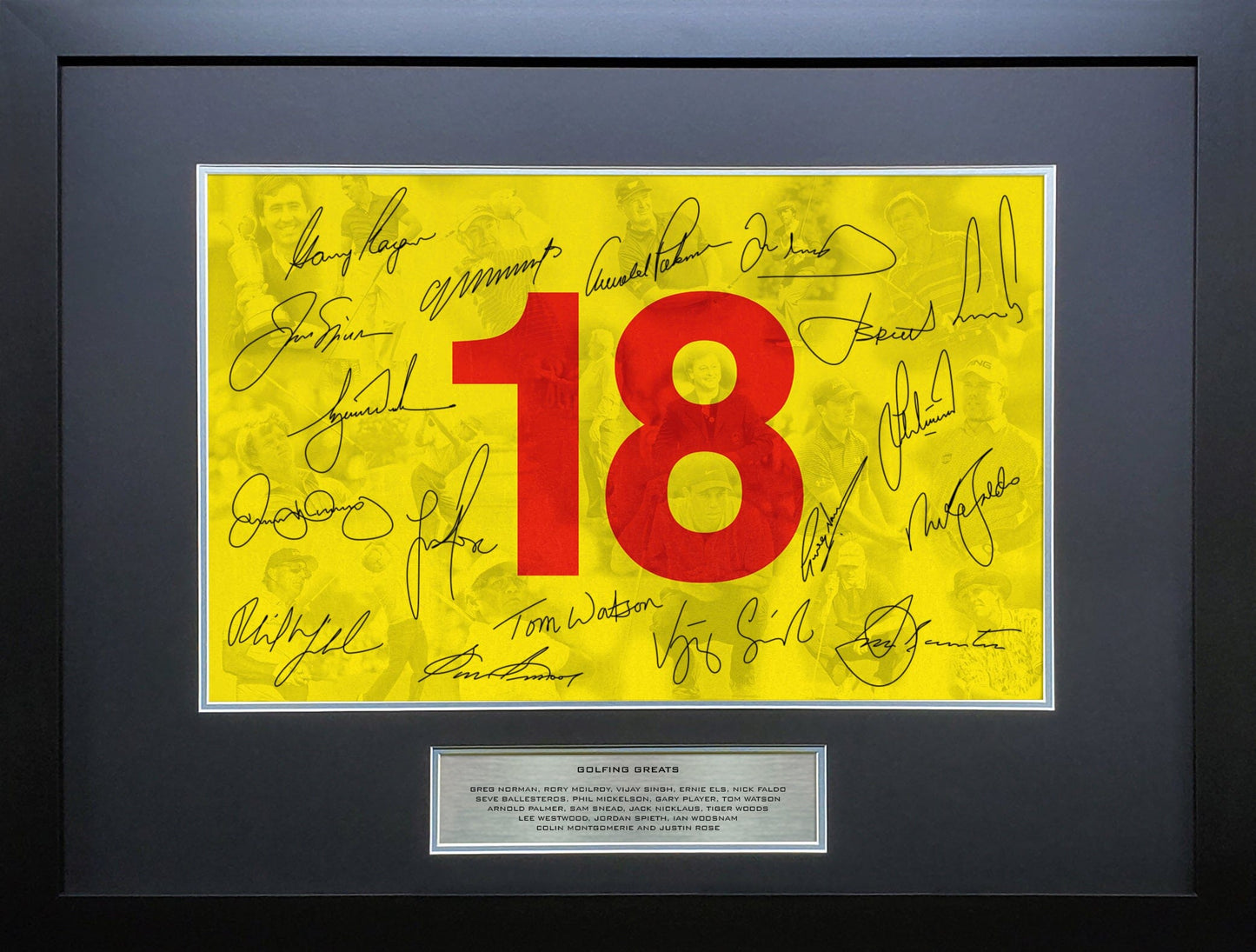 Golf Greats signed pin flag display 