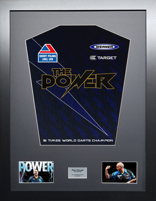 Phil Taylor Signed Darts Shirt Display 